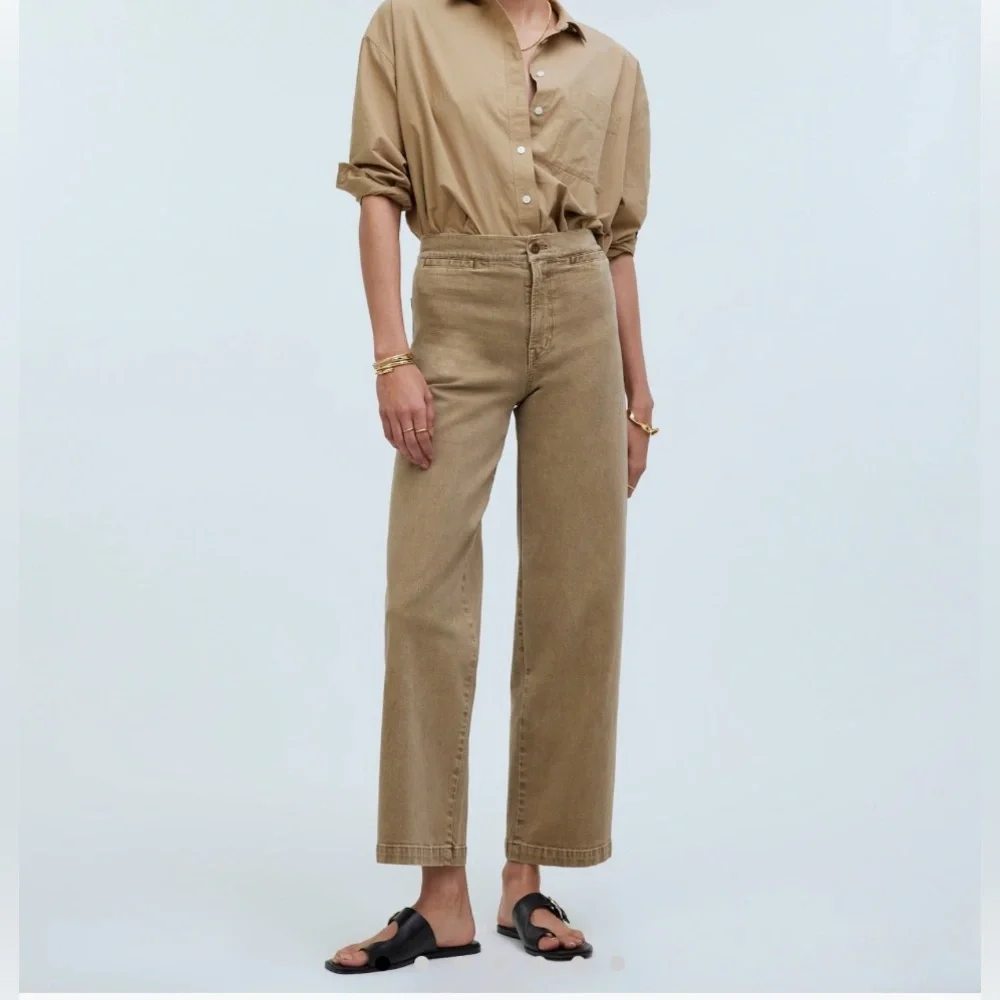 Madewell Emmett Wide-leg Crop Pant - Welt Pocket Adition Tan Size 30 - Picture 2 of 7